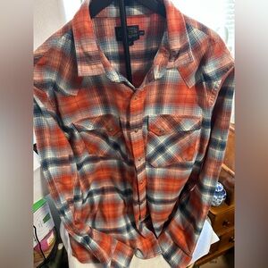 Pendleton Orange, Navy & Cream Plaid Western Button-Down Shirt